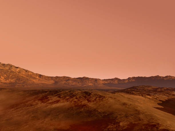 istock Mars landscape with a red rocky terrain 1255454512