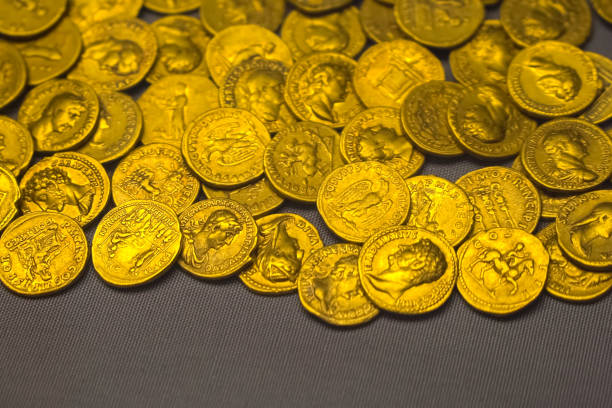 Ancient gold coins. Gold coins. Ancient gold coins. Gold coins. Ancient gold coins. Gold coins. ancient coins of greece stock pictures, royalty-free photos & images