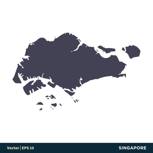 illustrazioni stock, clip art, cartoni animati e icone di tendenza di singapore - asia paesi mappa icona vettore logo modello illustrazione design. vettore eps 10. - silhouette cartography singapore map