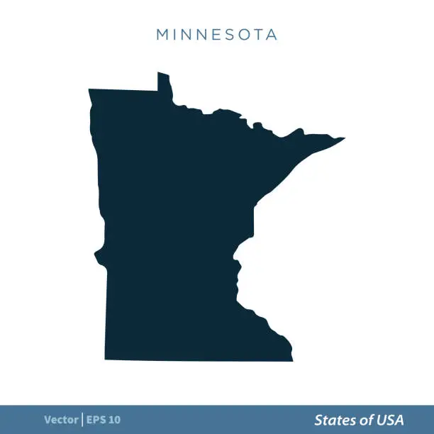 Vector illustration of Minnesota - States of US Map Icon Vector Template Illustration Design. Vector EPS 10.