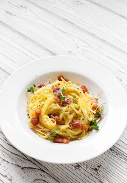 istock Classic pasta  with  fried bacon and  parmesan cheese 1255462600