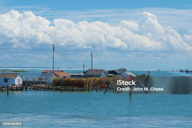 Stacked Crab Pots And Shanties Tangier Island Virginia Stock Photo - Download Image Now