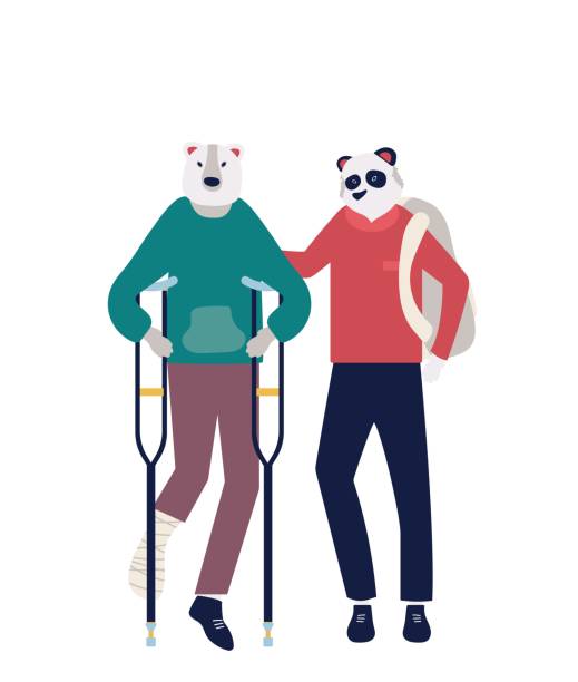 ilustrações, clipart, desenhos animados e ícones de assistência aos necessitados - physical impairment individuality disabled dependency