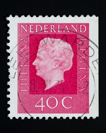 Nederlandse postzegel van 40 cent met koningin Juliana afgestempeld in Leeuwarden