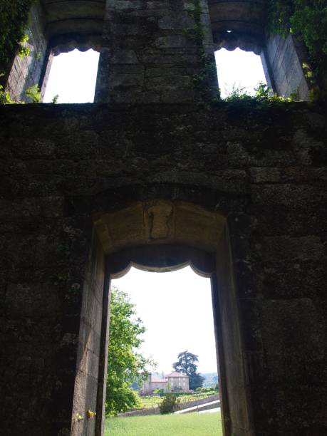 istock Old stone facade of abandoned palace 1255470290