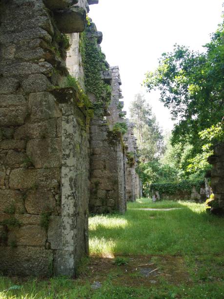 istock Old stone facade of abandoned palace 1255470296