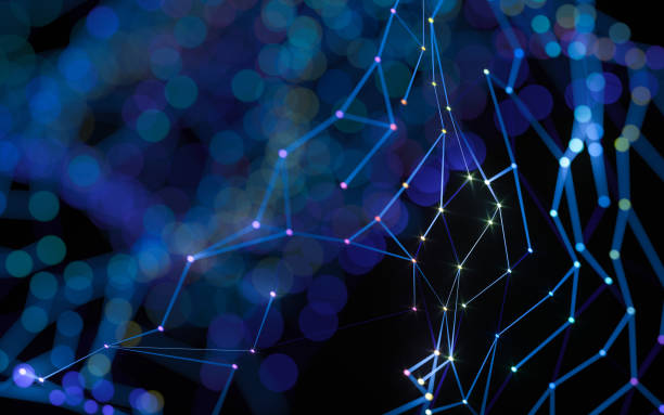 istock Abstract Digital network - grid - mesh - with small bulbs like stars - 3d illustration - rendering 1255472492