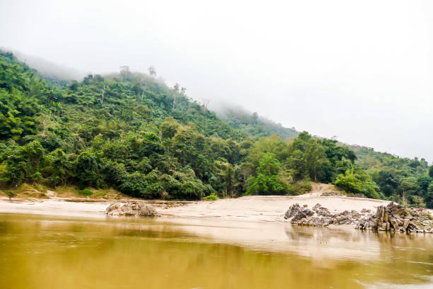 rzeka w lesie, cyfrowy obraz fotograficzny jako tło - luang phabang laos thailand mekong river zdjęcia i obrazy z banku zdjęć