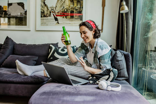 istock Socializing at home via video call 1255474859
