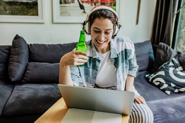 istock Socializing at home via video call 1255474861