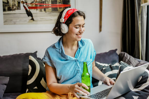 istock Socializing at home via video call 1255474941
