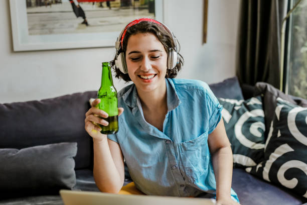 istock Socializing at home via video call 1255474967