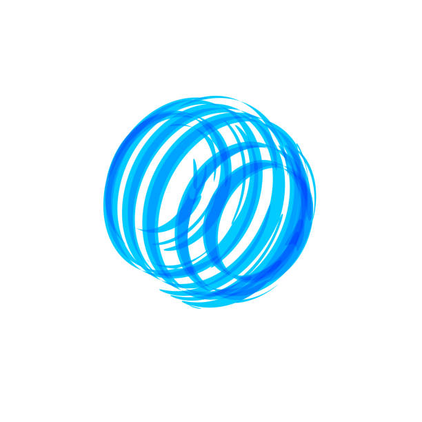 illustrazioni stock, clip art, cartoni animati e icone di tendenza di forma astratti del cerchio blu, concetto di simbolo. modello di icona di rete globale. emblema rotondo blu su sfondo bianco, illustrazione vetor isolata. - golf ball circle ball curve