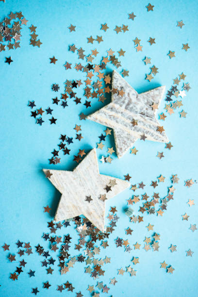 istock Festive xmas card concept on blue background 1255477326