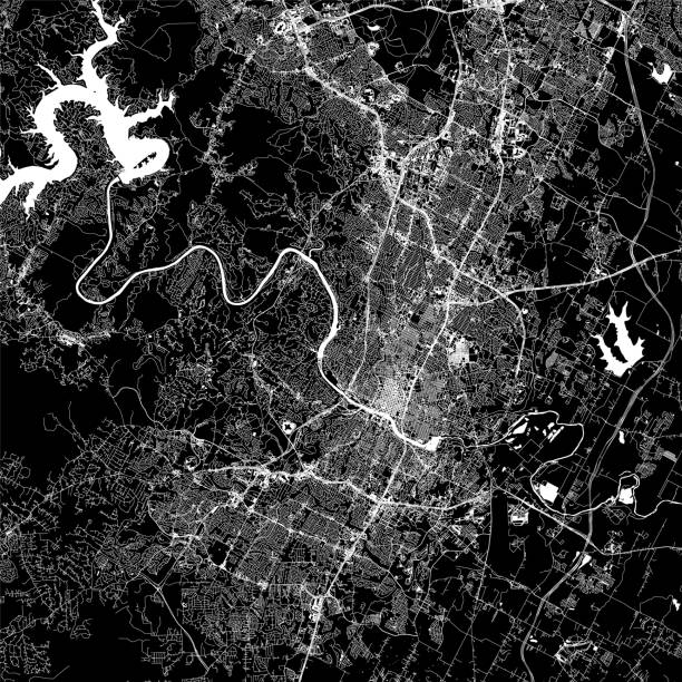 Austin, Texas Vector Map Topographic / Road map of Austin, TX, USA. austin airport stock illustrations