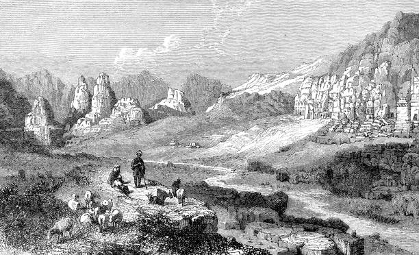 miasto petra jordania 1876 - petra stock illustrations