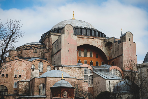 The Hagia Sophia, or Ayasofya, is a popular tourist destination in Istanbul, Turkey. During the Byzantine era it was the most well known church in the world, then with the Ottoman capture of Istanbul (Constantinople) it was turned it into a mosque. In 1935, the building was turned into a museum.