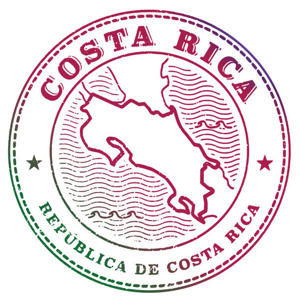 코스타리카 빈티지 여행 스탬프 - costa rica stock illustrations