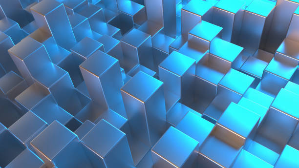 istock Abstract geometric metal background with cubes 1255491171