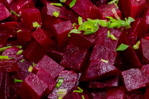 istock closeup of chopped cooked beets. 1255500906