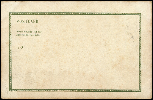 Vintage blank postcard sent from USA in early 1900s, a very good background for any usage of the historic postcard communications.