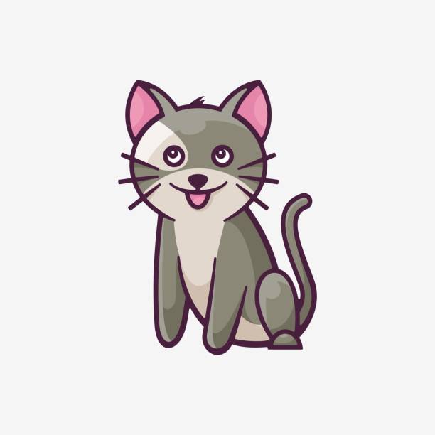 Vector Illustration Cute Cat Simple Mascot Style. Vector Illustration Cute Cat Simple Mascot Style. Mammal stock illustrations