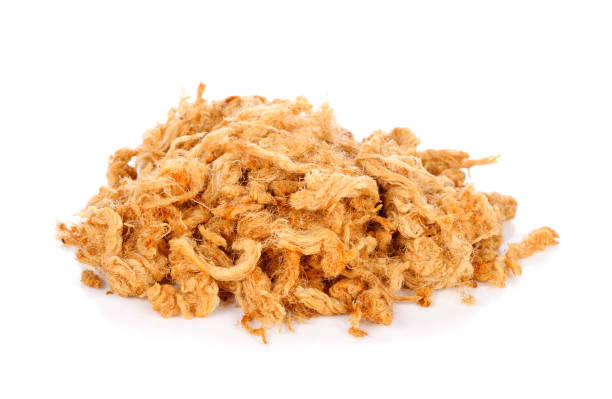 Dried shredded pork on white background