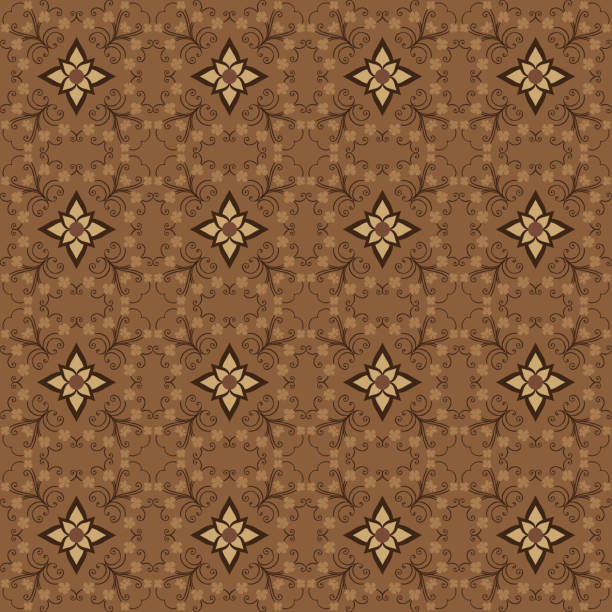 istock Elegant flower motifs on batik Parang design with simple brown color 1255515511