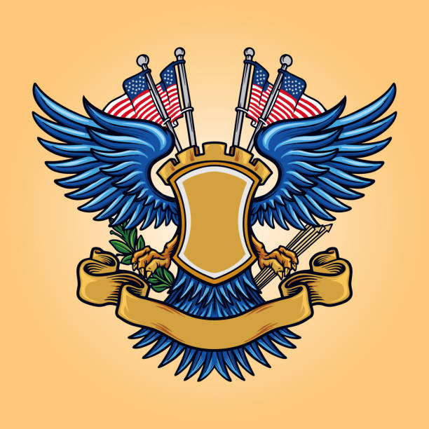 istock Flag American Badge Mascot Logo with Ribbon 1255516514