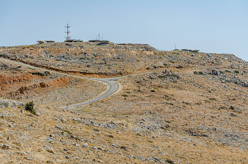 Road leading up to IDF observation towers on Mount Hermon, Israel