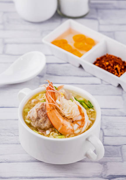 istock Shrimp porridge white bowl 1255523279