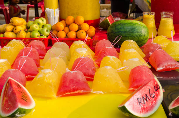 Different type of fruit juices selling in Ramadan Bazaar Kuala Lumpur. It is established for muslim to break fast during the holy month of Ramadan
