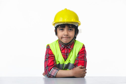 Indian Kid- Nurture their interests- Child dressed as construction engineer