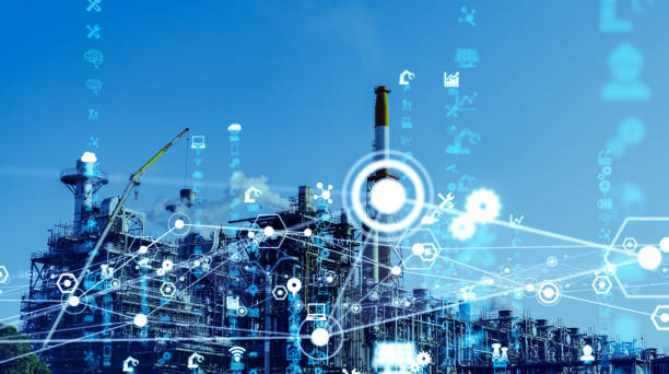 istock Modern industrial building and communication network. Smart factory. IoT (Internet of Things). 1255526743