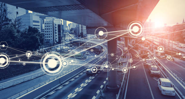 istock Modern city freeway and communication network. Intelligent Transport Systems. 1255527307