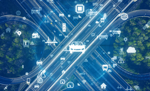 istock Modern freeway junction and communication network. Intelligent Transport Systems. 1255527378