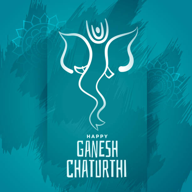 happy ganesh chaturthi blue festival poster design happy ganesh chaturthi blue festival poster design 32330 stock illustrations