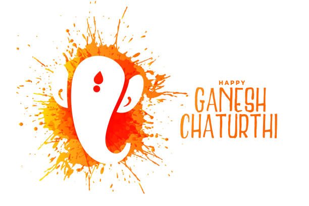 happy ganesh chaturthi festival background with orange splashes happy ganesh chaturthi festival background with orange splashes 32330 stock illustrations