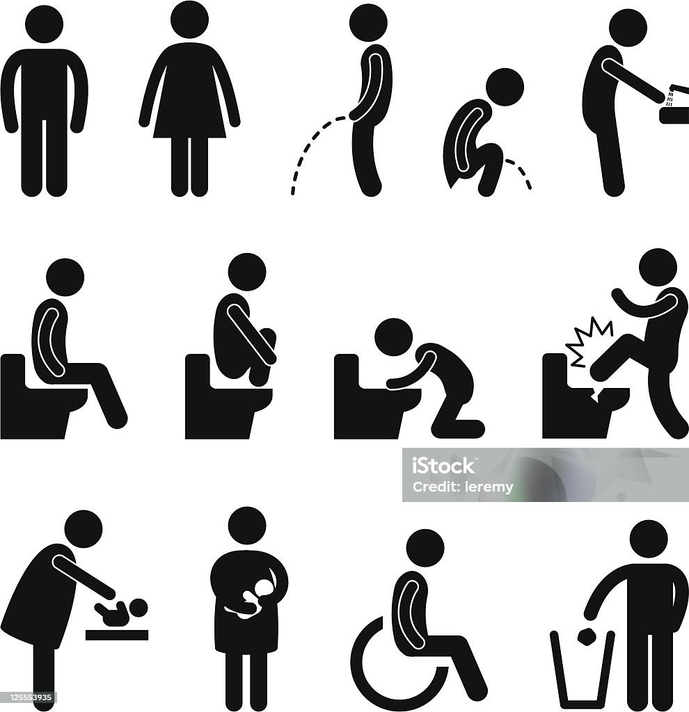 Toilet Bathroom Pregnant Handicap Public Sign Icon  Urinating stock vector