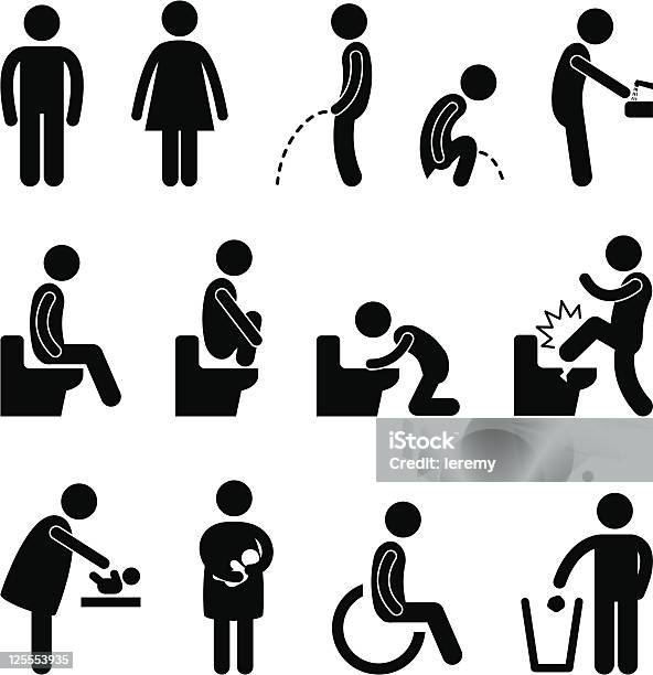 Toilet Bathroom Pregnant Handicap Public Sign Icon Stock Illustration - Download Image Now - Urinating, Urine, Icon Symbol