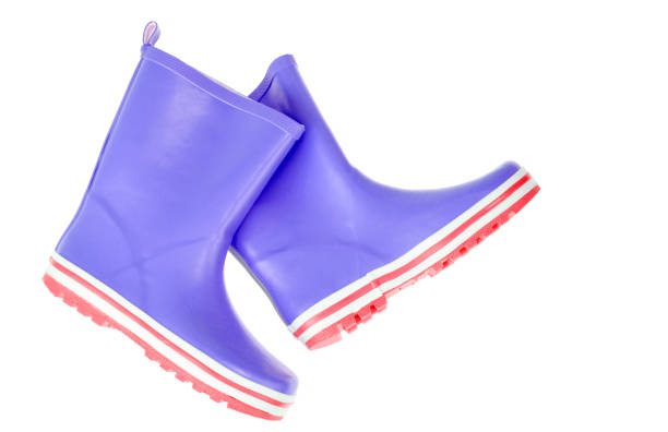 istock Children's pink rubber boots for walking. 1255541223
