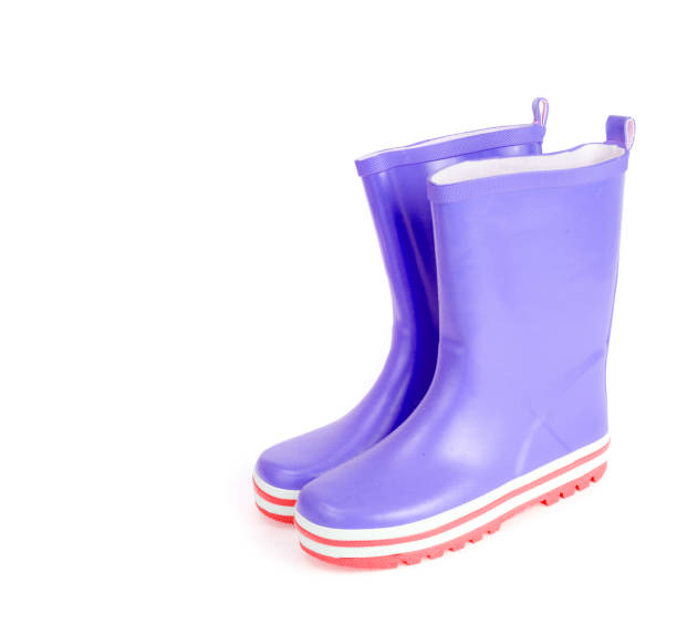 istock Children's pink rubber boots for walking. 1255541403