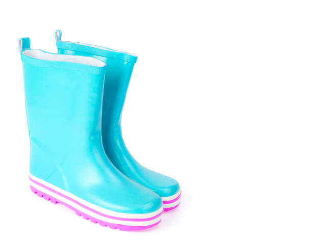 istock Children's pink rubber boots for walking. 1255541404