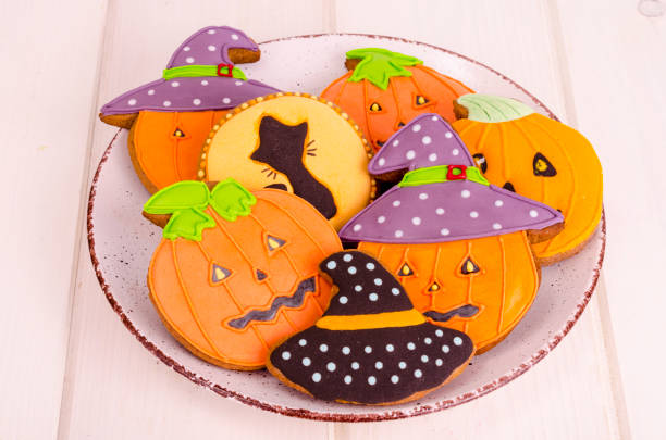istock Homemade gingerbread with pictures for Halloween 1255542301