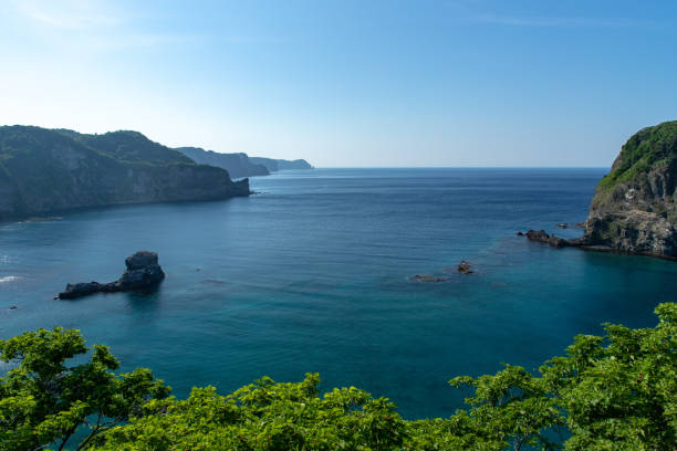 paesaggio estivo di hokkaido, costa di shakotan peninsura - 7650 foto e immagini stock