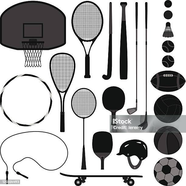 Sport Equipment Tool Stock Illustration - Download Image Now - Racket, Badminton - Sport, Field Hockey