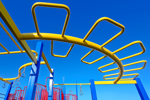 children playground close up against the sky