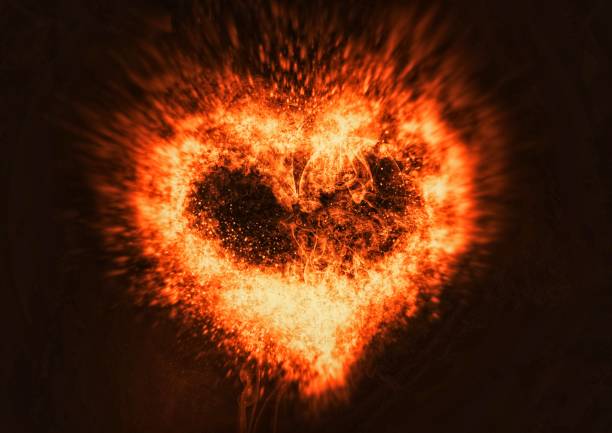 istock 3D illustration of a heart-shaped flame 1255546991