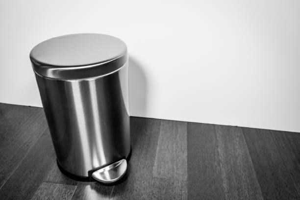 istock Household trash and garbage concept with clean waste bin.  Cleanliness and tidiness.  Copy space for words and text. 1255547768