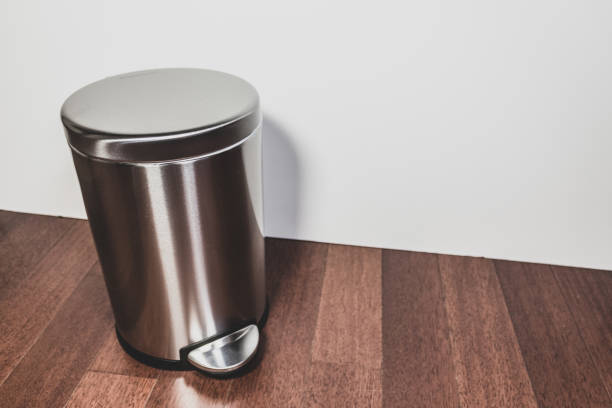 istock Household trash and garbage concept with clean waste bin.  Cleanliness and tidiness.  Copy space for words and text. 1255547820